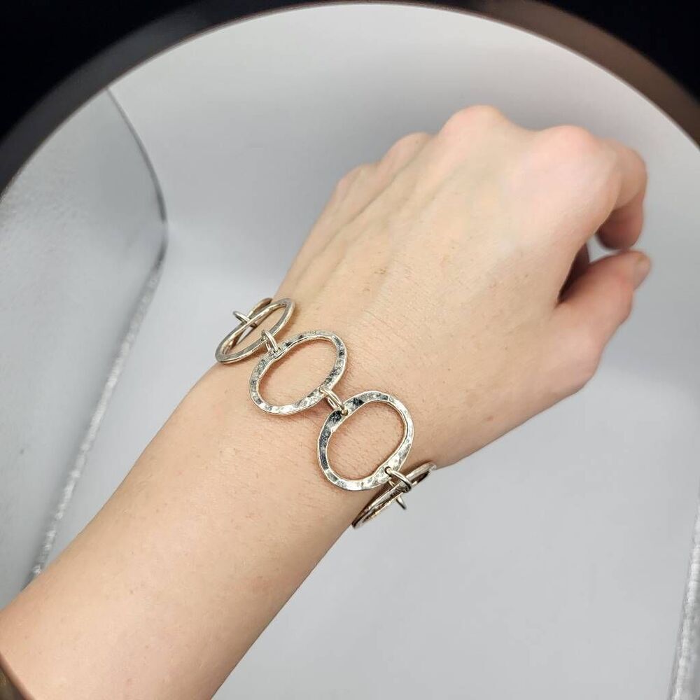 Sterling Silver Minimalist Modernist Looped Toggle Bracelet